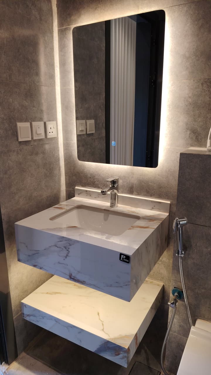 Modern Bathroom Vanity & LED Mirror Installation